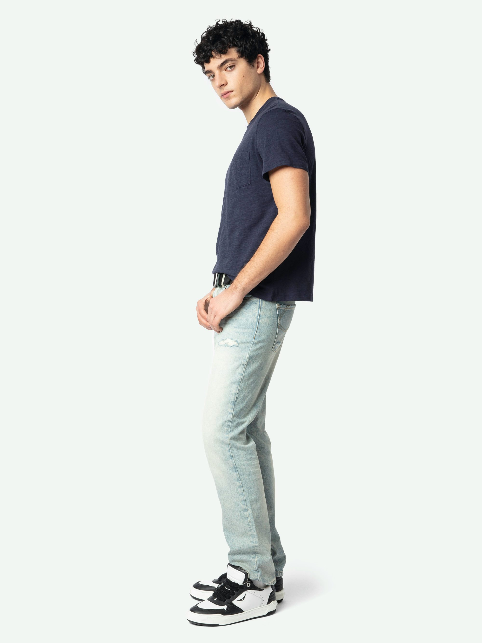 Jean John - Gerade geschnittene Jeans mit Löchern und Abnutzungen, Reiàßverschluss.